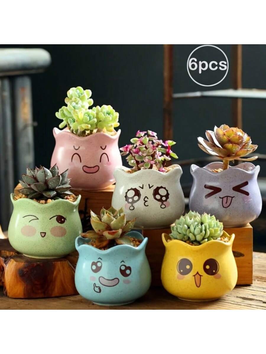 Gardening Tools Cute - Conjunto de 6 Vasos de Cerâmica